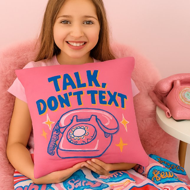 Pink Rotary Phone for Girls’ Room Throw Pillow  (Creator Uploaded)