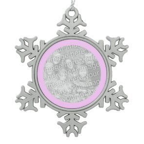 Pink Round Border Snowflake Pewter Christmas Ornament