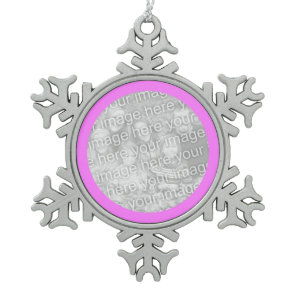 Pink Round Border Snowflake Pewter Christmas Ornament