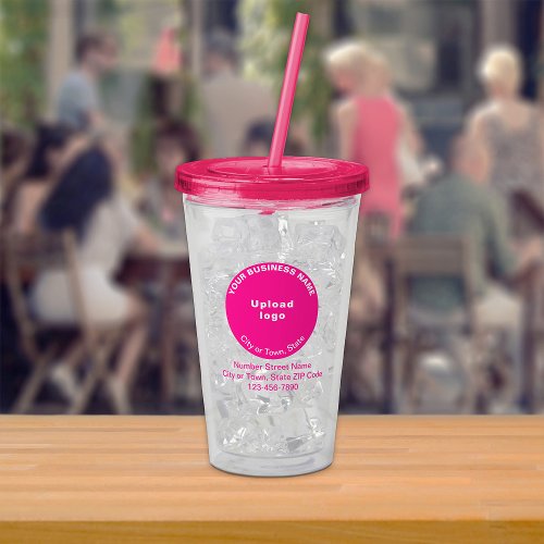 Pink Round Business Brand on Acrylic Tumbler