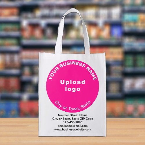 Pink Round Business Brand on Single_Sided Print Grocery Bag
