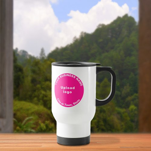 Pink Round Business Brand on Travel Mug