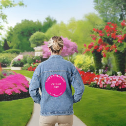 Pink Round Business Brand on Women&#39;s Denim Jacket