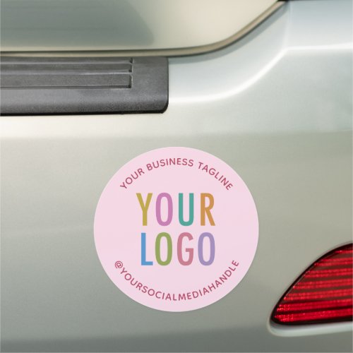 Pink Round Car Bumper Magnet Custom Business Logo