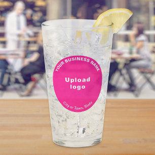 Pink Round Shape Business Brand on Glass Cup