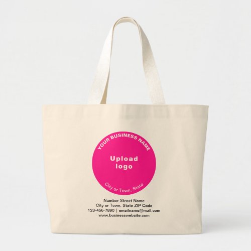 Pink Round Shape Business Brand on Jumbo Tote Bag