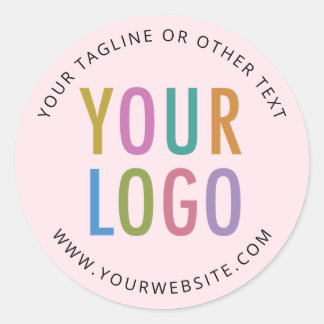 Pink Round Stickers Custom Business Logo Printed