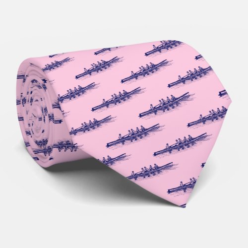Pink Rowing Rowers Blue Crew Team Water Sports Neck Tie