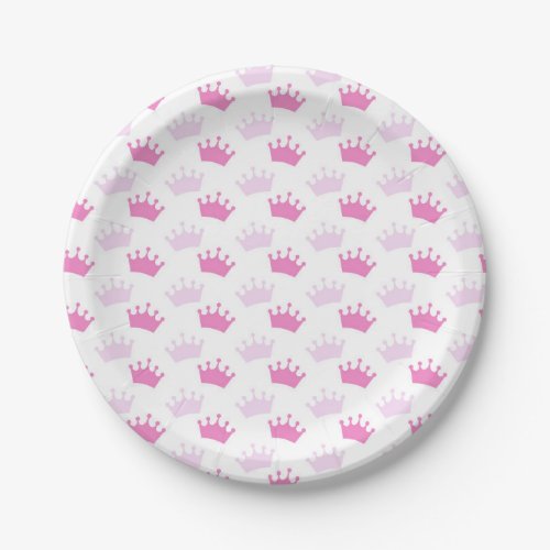Pink Royal Crowns Fairytale Princess Baby Shower Paper Plates
