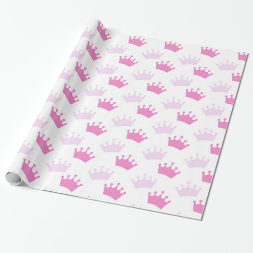 Pink Royal Crowns Fairytale Princess Party Wrapping Paper