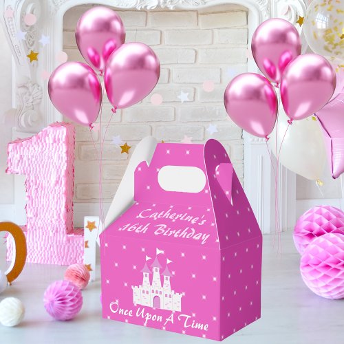Pink Royal Princess Castle Girl Birthday Favor Boxes