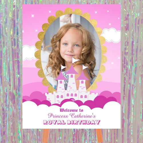 Pink Royal Princess Castle Girl Birthday Foam Board