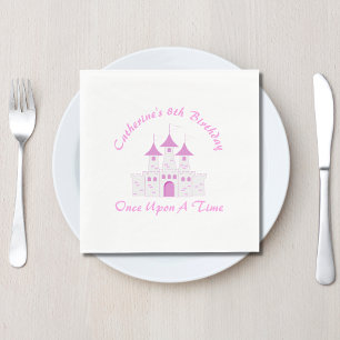 Pink Royal Princess Castle Girl Birthday Napkins