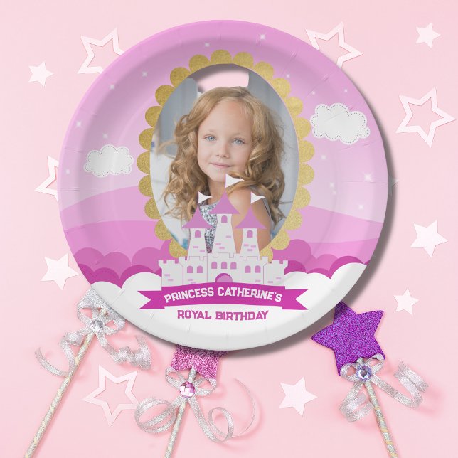Pink Royal Princess Castle Girl Birthday Paper Plates (Creator Uploaded)