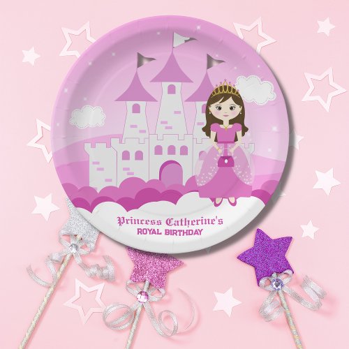 Pink Royal Princess Castle Girl Birthday Paper Plates