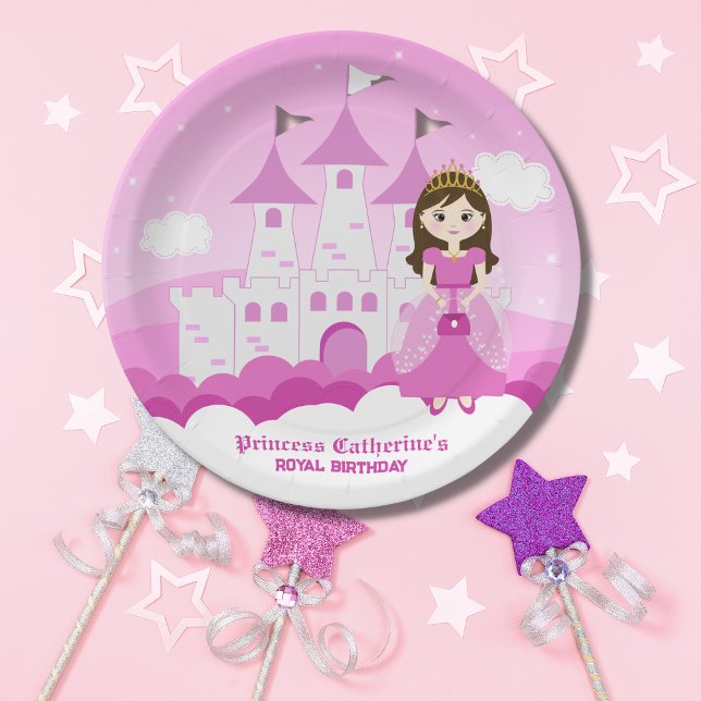 Pink Royal Princess Castle Girl Birthday Paper Plates (Creator Uploaded)