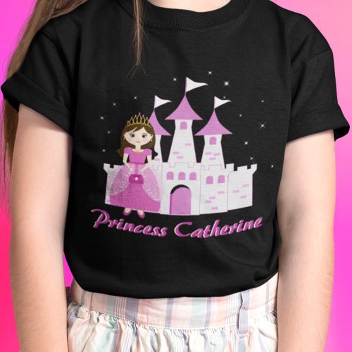 Pink Royal Princess Castle Girl Birthday T_Shirt