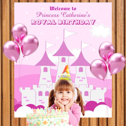 Pink Royal Princess Castle Girl Birthday Tapestry