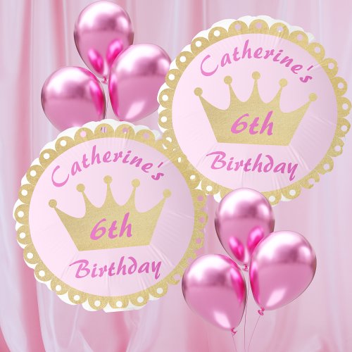 Pink Royal Princess Crown Girl Birthday Balloon