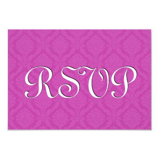 Pink RSVP Damask Wedding S216 Card