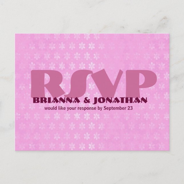 Pink RSVP Wedding Response Postcard (Front)