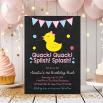 Pink Rubber Duck 1st Birthday Invitation