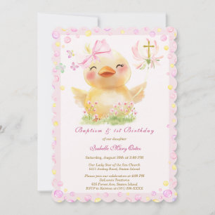 Pink Rubber Duck Baptism and Birthday Invitation