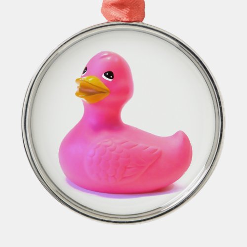 Pink Rubber Duck Metal Ornament