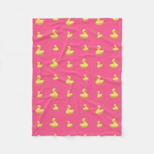 Pink rubber duck pattern fleece blanket