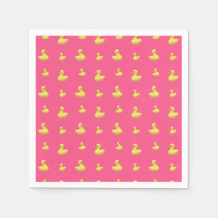 Pink rubber duck pattern paper napkins