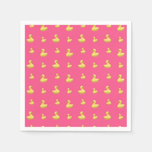 Pink rubber duck pattern paper napkins