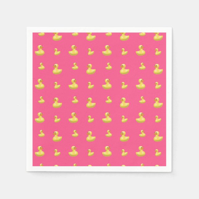 Pink rubber duck pattern paper napkins (Front)