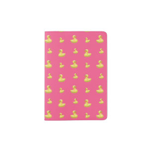 Pink rubber duck pattern passport holder