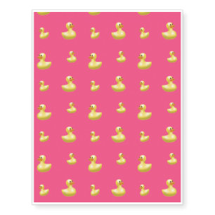 Pink rubber duck pattern temporary tattoos
