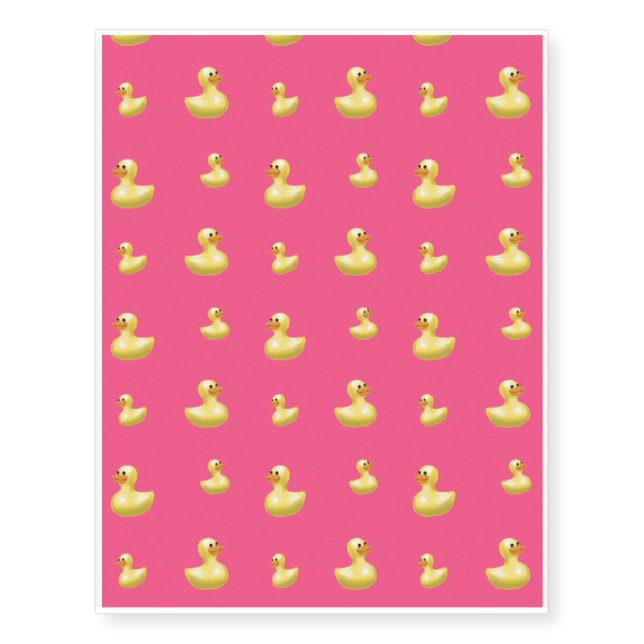 Pink rubber duck pattern temporary tattoos (Front)