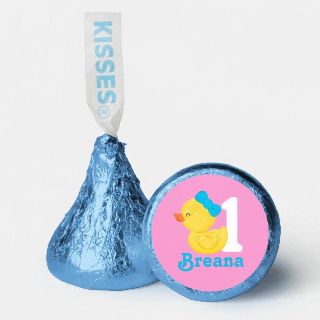 Pink Rubber Duck Personalized Birthday Hershey®'s Kisses® (Front)