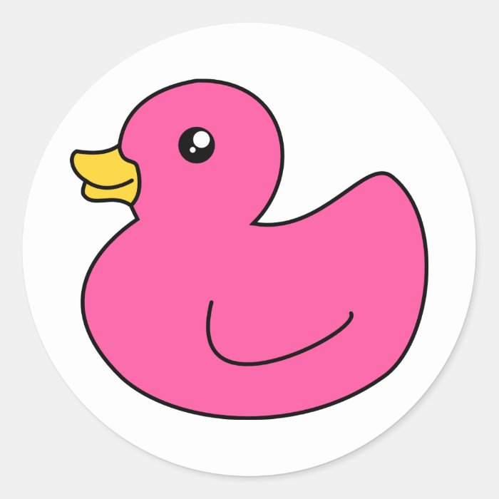 Pink Rubber Duck Round Sticker