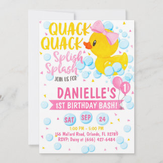 Pink Rubber Duckie Invitation