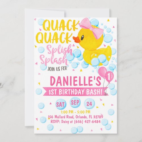 Pink Rubber Duckie Invitation