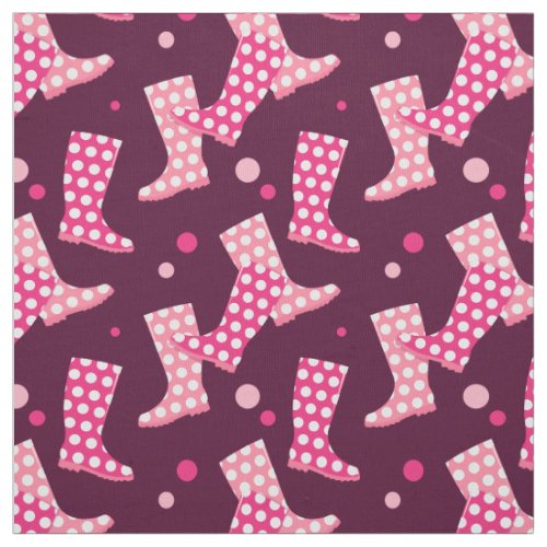 Pink Rubber Rain Boots Pattern Fabric