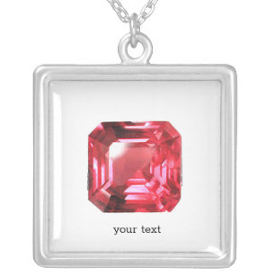 Pink Ruby Gemstone Silver Plated Necklace