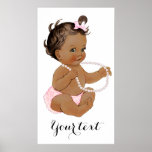 Pink Ruffle Pants Pearls Ethnic Girl Baby Shower Poster at Zazzle
