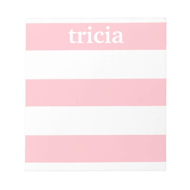 Pink Rugby Stripes Personalized Notepad (Front)