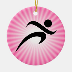 Pink Running Ceramic Ornament