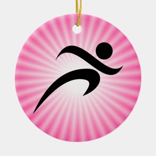 Pink Running Ceramic Ornament (Front)