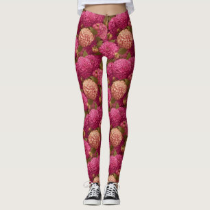 Pink Running Dahlias Aesthetic Bridesmaid Gift Leggings