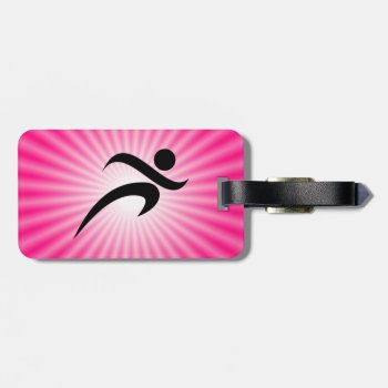 Pink Running Luggage Tag by SportsWare at Zazzle
