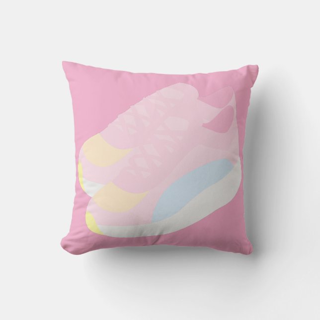 Pink Running Shoes Throw Pillow (Front)