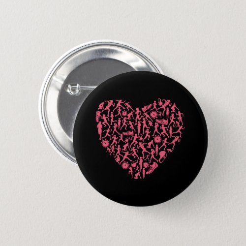 Pink Running Silhouette Heart _ Women Runner Button