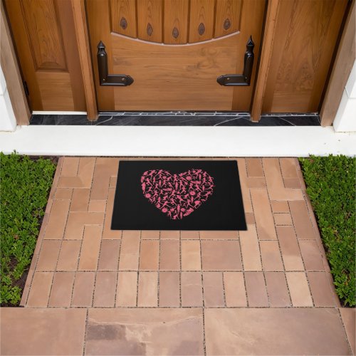 Pink Running Silhouette Heart _ Women Runner Doormat